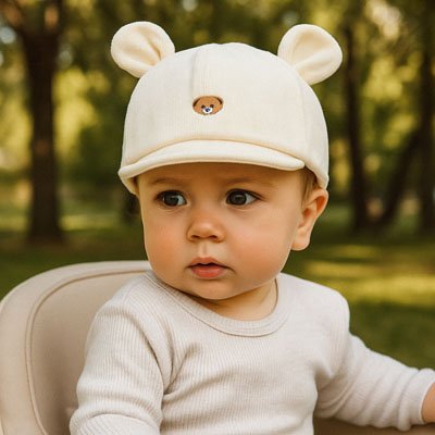 Casquette bébé Nipote avec protection anti-UV. Idéale pour les sorties au soleil.