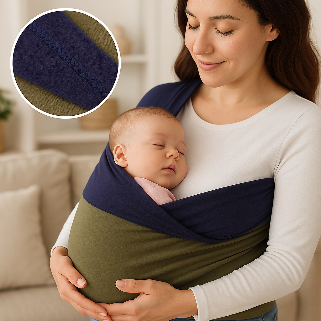 Écharpe de portage - vert des moment tout doux en collade avec bébé