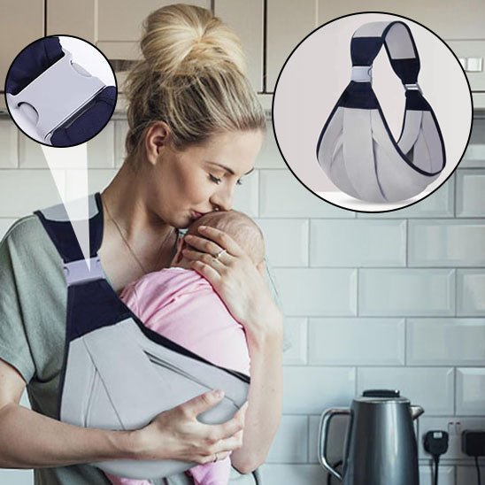Sling Porte Bébé - Cocoonelia™ Gris lamour entre la maman et son enfant Chouchous les Bébés