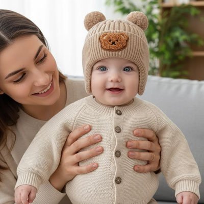 Bonnet bébé Bravento la texture d'un bonnet extra-doux en fibres naturelles