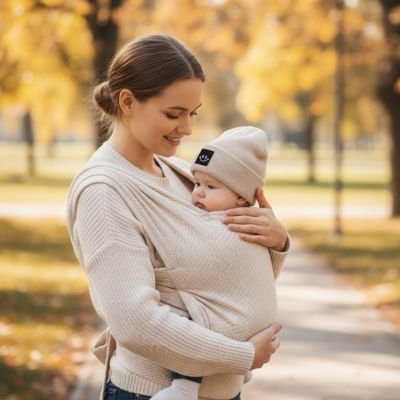 Bonnet bébé Brimelio™ tricoté garde bébé au chaud dans le porte-bébé