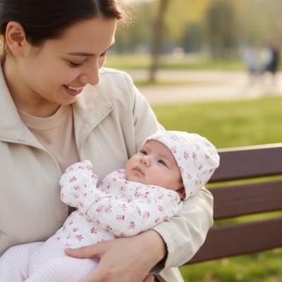 Bonnet bébé fille Caprissea doux garde la tête au chaud lors d'une pause au parc.