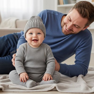 Bonnet bébé Silvaris bébé protégé du froid avec son bonnet chaud