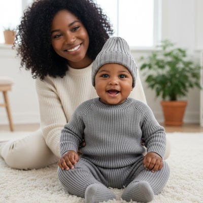 Bonnet bébé Silvaris Détails de la maille d'un bonnet tricoté de bonne qualité pour bébé