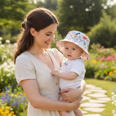 Chapeau bébé Amore anti-UV pour bébé. Protection solaire lors d'une sortie en famille