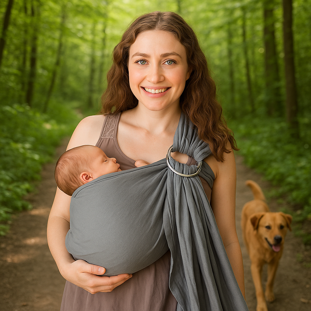 Echarpe de bébé - Gris Le confort d'une petite marche dans la forêt - Chouchous les Bébés