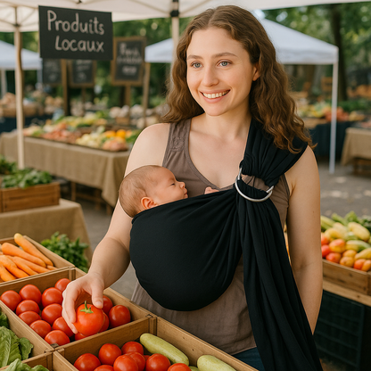 Echarpe de bébé - Noir  Le bon manger du marché que maman va me faire - Chouchous les Bébés