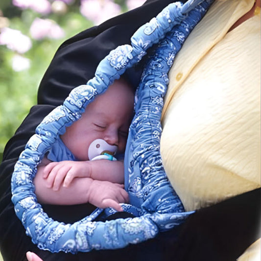 Écharpe de Portage - Nébélia - bleu marin bebe dors paisible la paix
