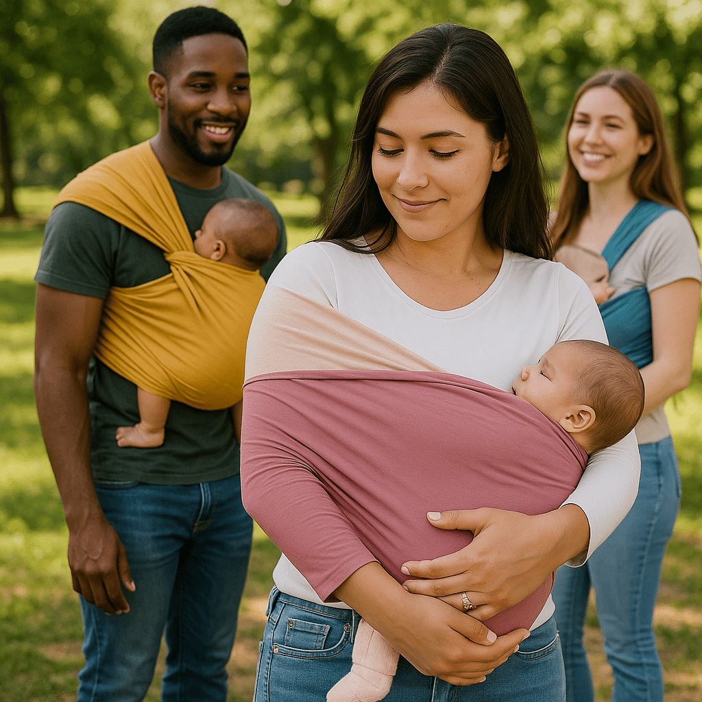 Écharpe de Portage Tout-Doux libre profitez de vos amis en toute liberté, bébé blotti contre vous
