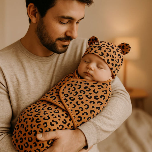 Nid d'Ange Zonath Léopard : la souplesse d'un cocon maternel dans les bras de papa