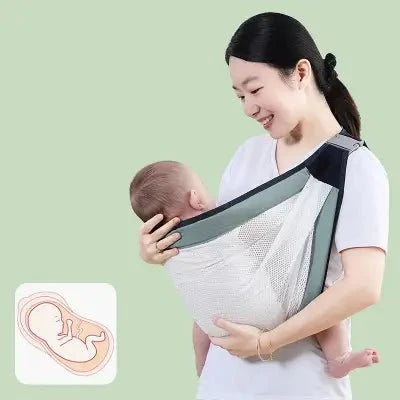 Sling Porte Bébé Olivea confort vert olive, portage physiologique et ergonomique avec boucle