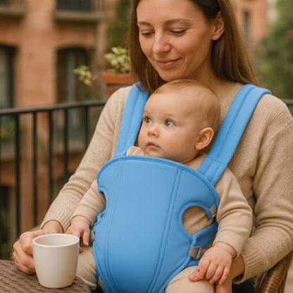 Porte bébé Calynid™ — maman savoure son café, bébé blotti contre elle