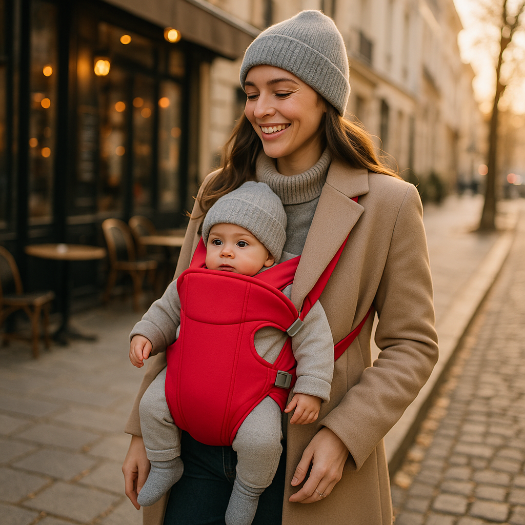 Porte bébé - Calynid Ergonomique rouge bien confortable et voie tout