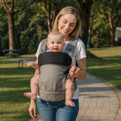 Porte Bebe SécuCâlins respirant un moment de joie en portage physiologique et aéré