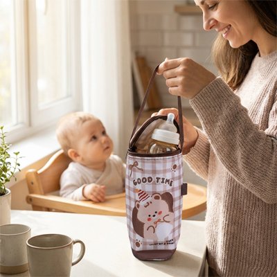 Porte biberon Luvio nomade le compagnon idéal pour nourrir bébé dans sa chaise haute.
