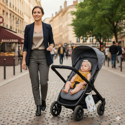Porte biberon nomade CoconLait™ maman et bébé profitent de l'extérieur en toute liberté.