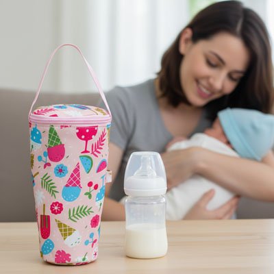 Porte Biberon Nomade InstaLait et mains libres : le confort absolu pour maman et bébé après le repas dans le salon