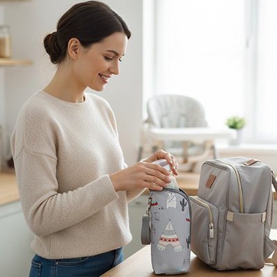 Porte biberon PetitTherme isotherme : prêt pour le départ de maman