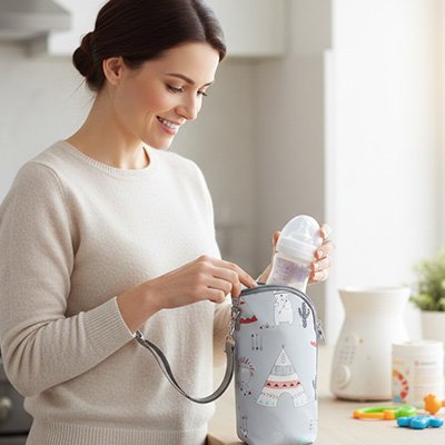 Porte biberon PetitTherme™ pratique avant un départ avec bébé.