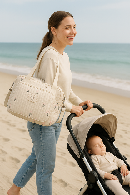 Sac à Langer - Leonelle™ - Beige Pratique élégant Fonctionnel Raffiné