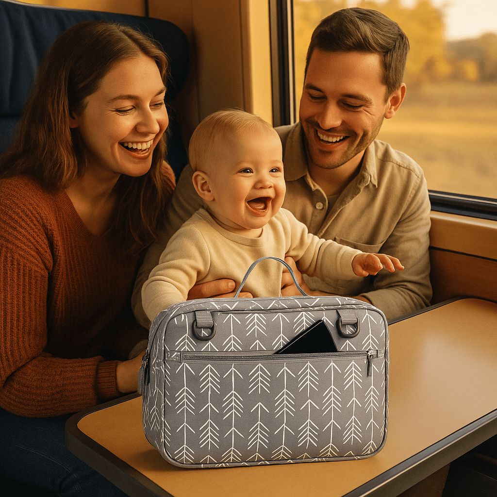 Sac de Voyage MimosaBag Papa et maman en train avec le Sac de Voyage  nomades.