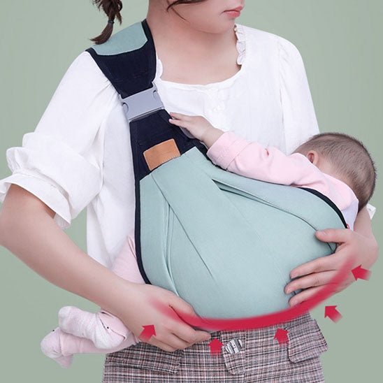 Sling Porte Bébé - Cocoonelia™ Gris position ergonomique parfaite pour le allaitement Chouchous les Bébé