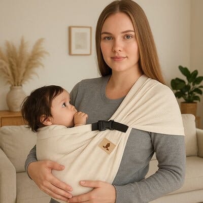 Sling Porte Bébé Coeur Suspendu le confort idéal pour que bébé s'endorme paisiblement contre vous