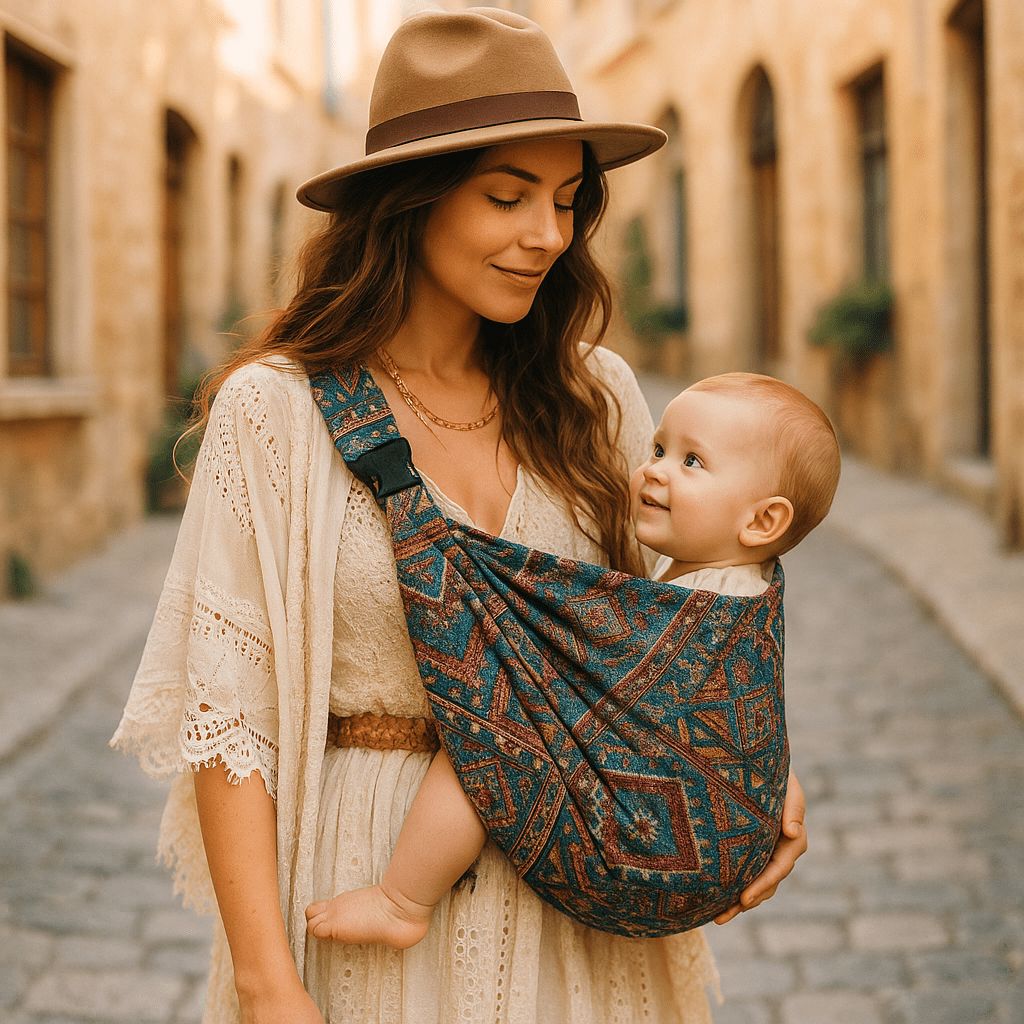 Sling Porte Bébé Étoile le confort idéal pour que bébé s'endorme paisiblement contre vous