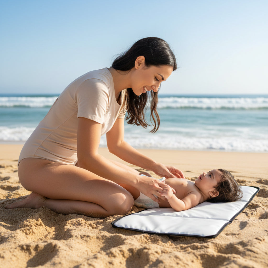  Tapis à langer nomade Aladdin™ — change bébé sur la plage, surface propre et rassurante
