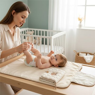 Tapis à langer de voyage Victorio™ — change doux sur la table à langer, sécurité absolue