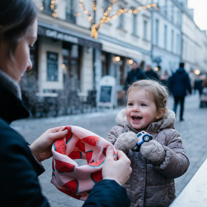 Tour de cou bébé chaud— maman dans les rues de Paris