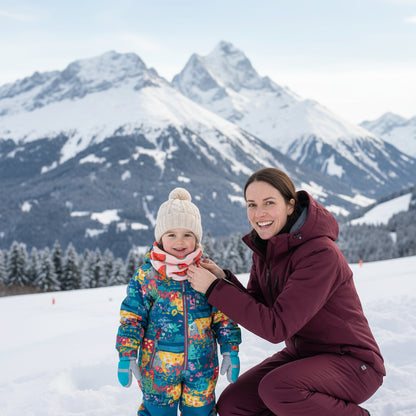 Tour de cou bébé extra-doux — maman avec bébé dans les Alpes