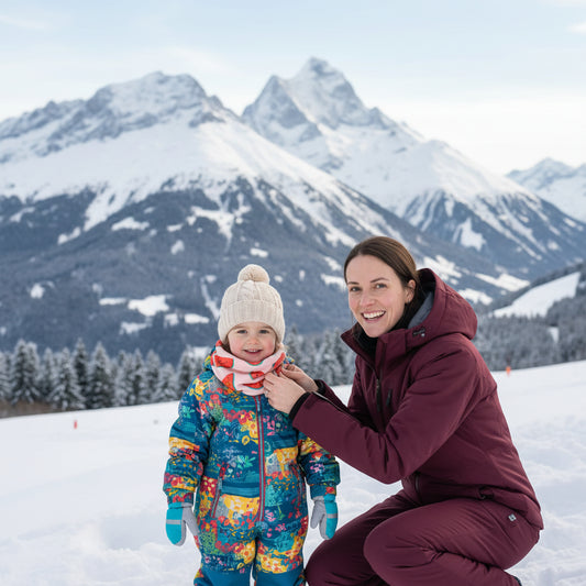 Tour de cou bébé extra-doux — maman avec bébé dans les Alpes