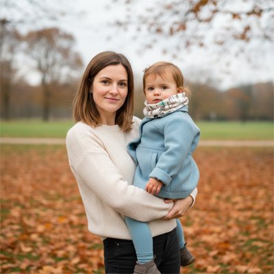 Tour de cou pour bébé —  doux maman et bébé dehors en automne
